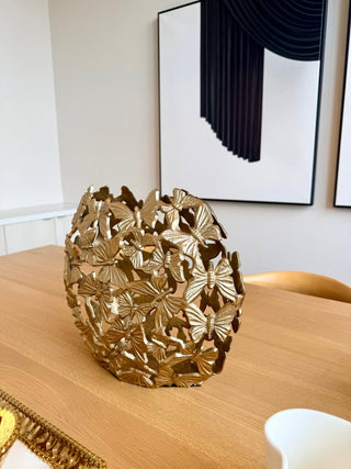 Oval Butterfly Vase in Gold Aluminum - Flower Vase - DesignedBy The Boss