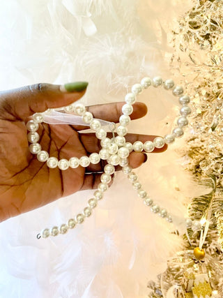 Pearl Bow Christmas Ornament, Pearl Beaded Decoration - DesignedBy The Boss