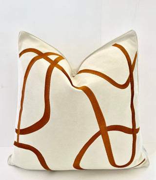 Pillow Cover With Caramel Striped Accent 22" X 22" Luxe Collections (Set of 2) - DesignedBy The Boss
