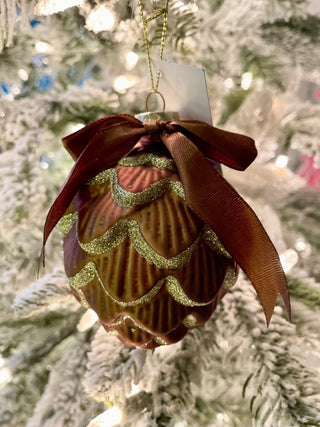 Pine Cone Christmas Ornament With Bow Set Of 6 - DesignedBy The Boss