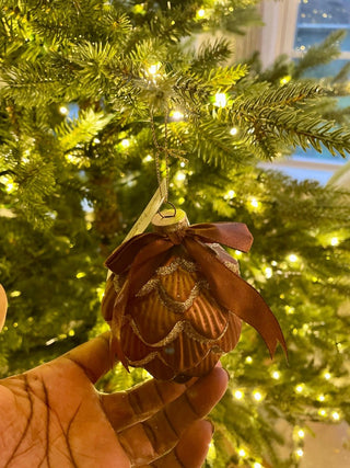 Pine Cone Christmas Ornament With Bow Set Of 6 - DesignedBy The Boss