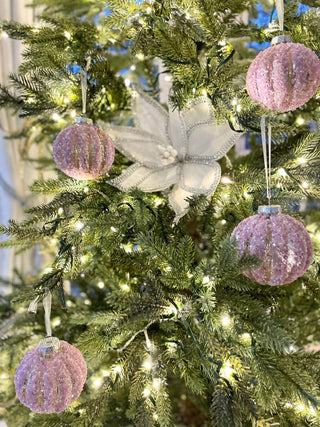 Pink Glass Embellished Ornaments - Holiday Decor (Set of 4 Ornaments) - DesignedBy The Boss