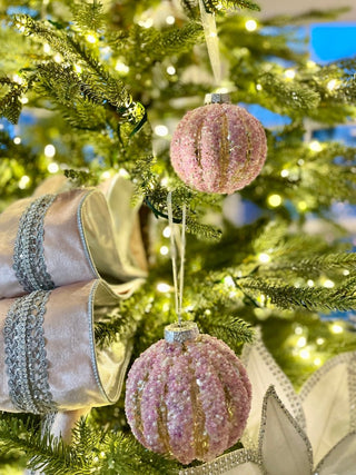 Pink Glass Embellished Ornaments - Holiday Decor (Set of 4 Ornaments) - DesignedBy The Boss