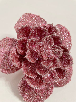 Pink Glitter Roses Clip - On - DesignedBy The Boss