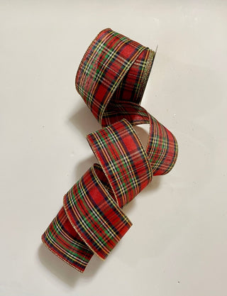 Red and Green Plaid Wired Decorative Ribbon - Christmas Ribbon for Wreath, Christmas Tree, Gift Wrapping - DesignedBy The Boss