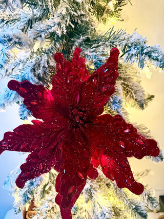 Red Large Velvet Poinsettia Stem - DesignedBy The Boss