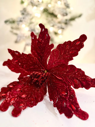 Red Large Velvet Poinsettia Stem - DesignedBy The Boss