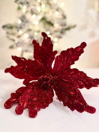 Red Large Velvet Poinsettia Stem - DesignedBy The Boss