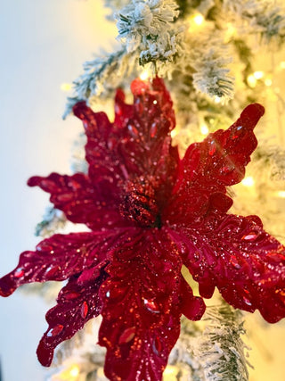 Red Large Velvet Poinsettia Stem - DesignedBy The Boss