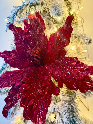 Red Large Velvet Poinsettia Stem - DesignedBy The Boss