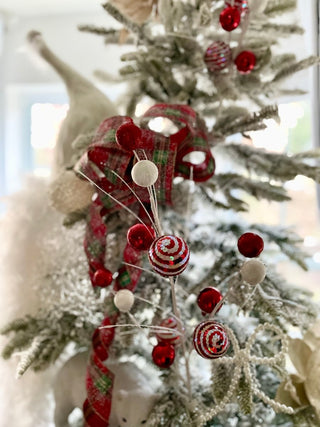 Red & White Glitter Ornament Tree Picks, Set of 2 - Christmas Decor - DesignedBy The Boss