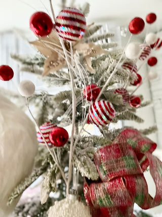 Red & White Glitter Ornament Tree Picks, Set of 2 - Christmas Decor - DesignedBy The Boss