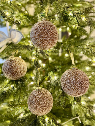 Rose Gold Beaded Glass Christmas Ornament (Set Of 4) - DesignedBy The Boss