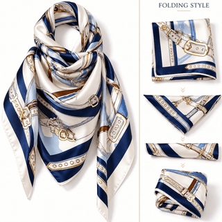Royal Blue Equestrian Silk-Feel Scarf – Timeless Elegance - DesignedBy The Boss