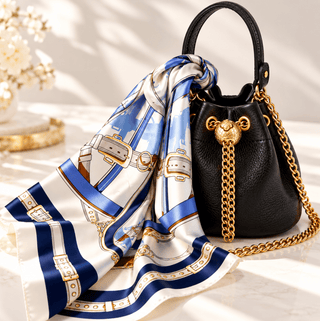 Royal Blue Equestrian Silk-Feel Scarf – Timeless Elegance - DesignedBy The Boss