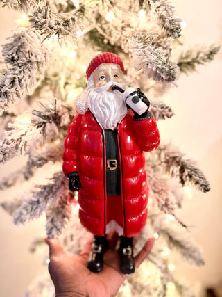Santa Claus Drinking Hot Cocoa - Hand Crafted Resin Sculpture - Holiday Decor - DesignedBy The Boss