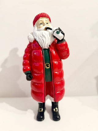 Santa Claus Drinking Hot Cocoa - Hand Crafted Resin Sculpture - Holiday Decor - DesignedBy The Boss