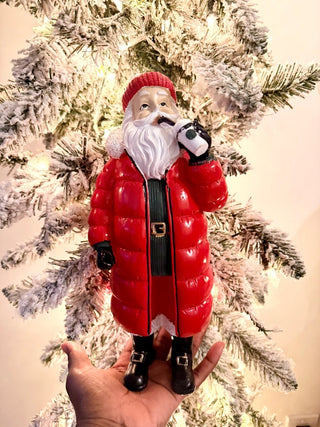 Santa Claus Drinking Hot Cocoa - Hand Crafted Resin Sculpture - Holiday Decor - DesignedBy The Boss