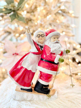 Santa & Mrs Claus Skiing Figurine Statue - Holiday Decor - DesignedBy The Boss