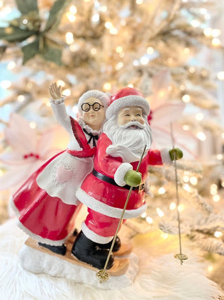 Santa & Mrs Claus Skiing Figurine Statue - Holiday Decor - DesignedBy The Boss