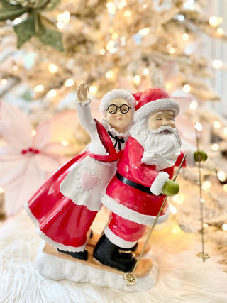 Santa & Mrs Claus Skiing Figurine Statue - Holiday Decor - DesignedBy The Boss