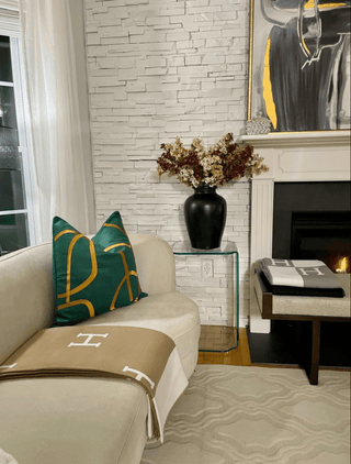 Set Of 2 Decorative Throw Pillow + 2 Down Feather Insert With Gold Striped Accent (24" x 24") Luxury Design - DesignedBy The Boss