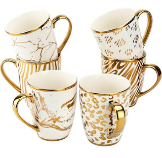 Sip in Style — Where Elegance Meets Everyday Luxury ✨Set of 6 Gold Plated Mugs, 16 oz. - DesignedBy The Boss
