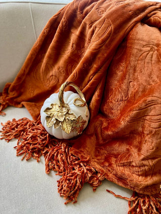 Soft Warm Cozy Fall Throw Blanket For Living Room With Pumpkin Design By Designed By The Boss - DesignedBy The Boss