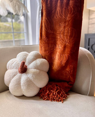 Soft Warm Cozy Fall Throw Blanket For Living Room With Pumpkin Design By Designed By The Boss - DesignedBy The Boss