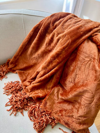 Soft Warm Cozy Fall Throw Blanket For Living Room With Pumpkin Design By Designed By The Boss - DesignedBy The Boss