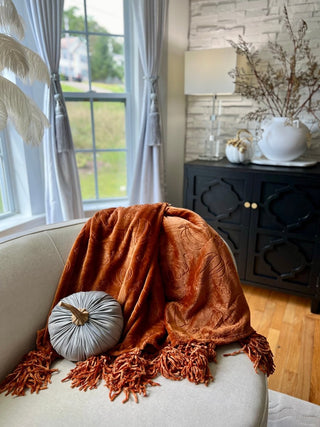 Soft Warm Cozy Fall Throw Blanket For Living Room With Pumpkin Design By Designed By The Boss - DesignedBy The Boss