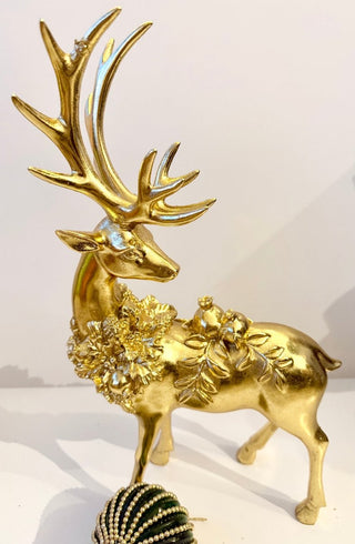Standing Gold Elegant Deer Sculptures - Christmas Ornaments - DesignedBy The Boss
