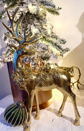 Standing Gold Elegant Deer Sculptures - Christmas Ornaments - DesignedBy The Boss
