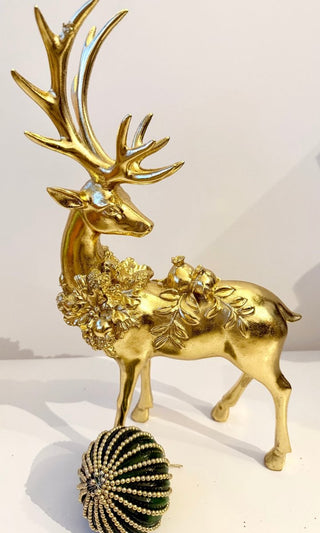 Standing Gold Elegant Deer Sculptures - Christmas Ornaments - DesignedBy The Boss