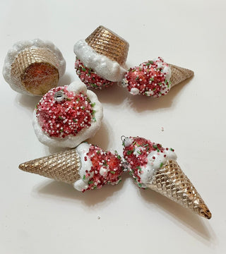 Sweet Sprinkles Ice Cream & Cupcake Ornaments - Holiday Decor ( Pack Of 6 Mix Ornaments) - DesignedBy The Boss