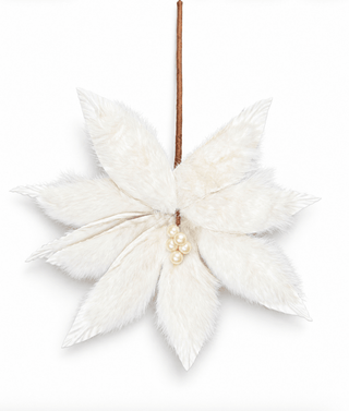 Tall Ivory Faux-Fur Poinsettia Pick - DesignedBy The Boss