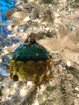 Teal & Gold Glass Ball Ornament Set Of 6 - DesignedBy The Boss