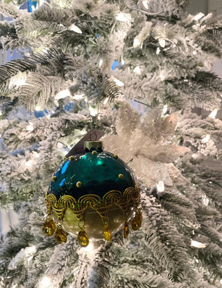 Teal & Gold Glass Ball Ornament Set Of 6 - DesignedBy The Boss