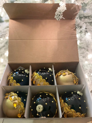 Teal & Gold Glass Ball Ornament Set Of 6 - DesignedBy The Boss