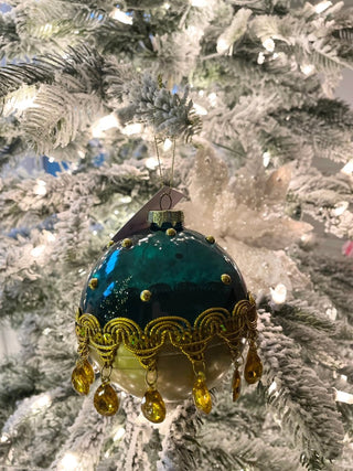 Teal & Gold Glass Ball Ornament Set Of 6 - DesignedBy The Boss