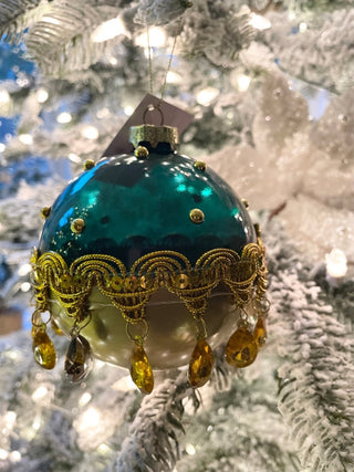 Teal & Gold Glass Ball Ornament Set Of 6 - DesignedBy The Boss