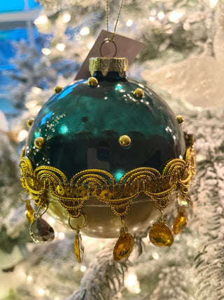 Teal & Gold Glass Ball Ornament Set Of 6 - DesignedBy The Boss