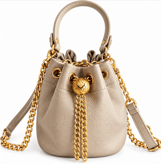 The Luxe Taupe Bucket Bag – Timeless Elegance with a Golden Touch - DesignedBy The Boss