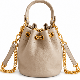 The Luxe Taupe Bucket Bag – Timeless Elegance with a Golden Touch - DesignedBy The Boss
