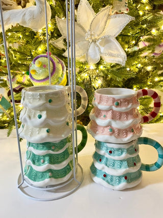 Tree Shaped Ceramic Mug, Christmas Tree Mug Set Of 4) - DesignedBy The Boss