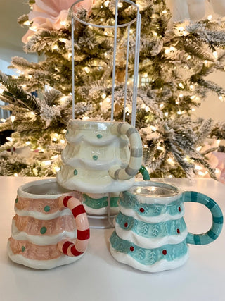 Tree Shaped Ceramic Mug, Christmas Tree Mug Set Of 4) - DesignedBy The Boss