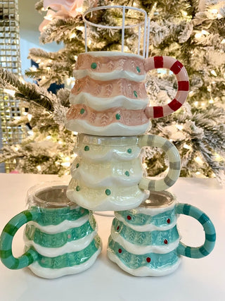 Tree Shaped Ceramic Mug, Christmas Tree Mug Set Of 4) - DesignedBy The Boss