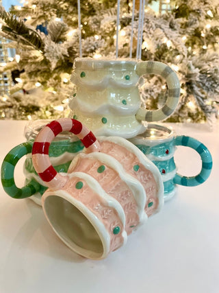 Tree Shaped Ceramic Mug, Christmas Tree Mug Set Of 4) - DesignedBy The Boss