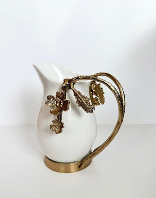 White and Gold Ceramic Pitcher - DesignedBy The Boss