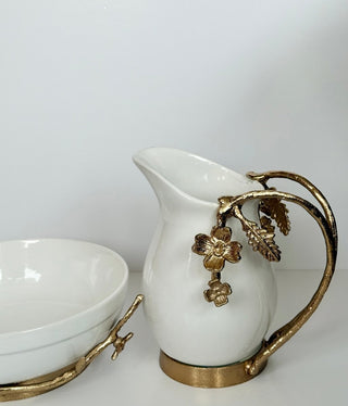 White and Gold Ceramic Pitcher - DesignedBy The Boss